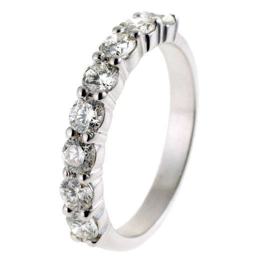 Demi alliance en or gris, diamants, serti griffes