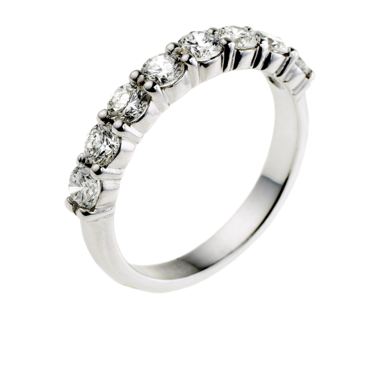 Demi alliance en or gris, diamants ,4 griffes