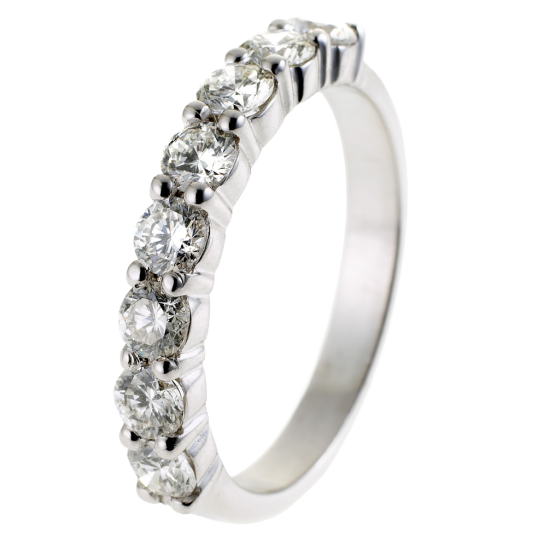 Demi alliance en or gris, diamants ,4 griffes