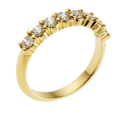 Demi alliance en or jaune, diamants, serti griffe