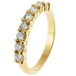 Demi alliance en or jaune, diamants, serti griffe