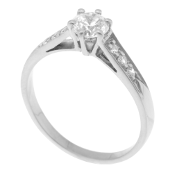 Bague solitaire accompagné en or gris diamants serti 6 griffes
