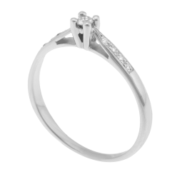 Bague solitaire accompagné en or gris diamants serti 4 griffes