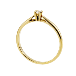 Bague solitaire en or jaune, diamant, 4 griffes