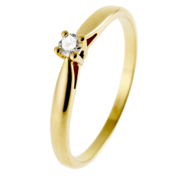 Bague solitaire en or jaune, diamant, 4 griffes