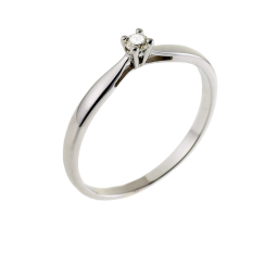Bague solitaire en or gris, diamant, 4 griffes