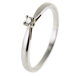 Bague solitaire en or gris, diamant, 4 griffes