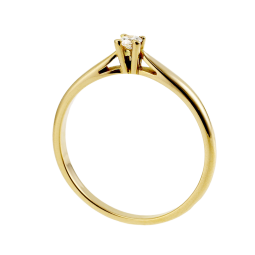 Bague solitaire en or jaune, diamant, 4 griffes