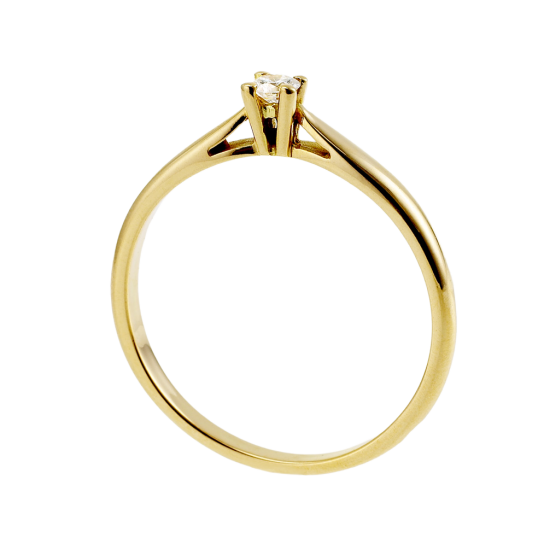 Bague solitaire en or jaune, diamant, 4 griffes