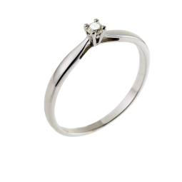 Bague solitaire en or gris, diamant, 4 griffes