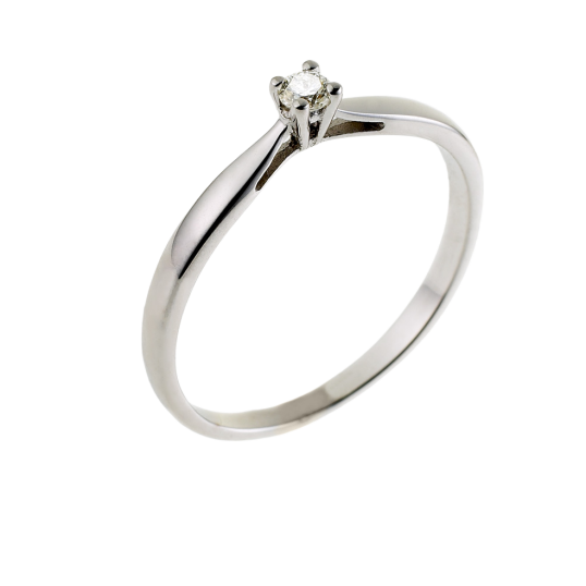 Bague solitaire en or gris, diamant, 4 griffes