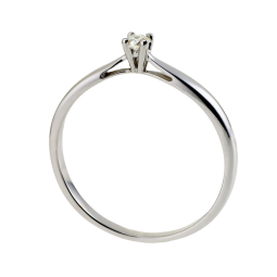 Bague solitaire en or gris, diamant, 4 griffes