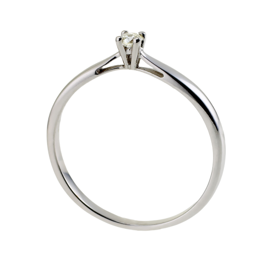 Bague solitaire en or gris, diamant, 4 griffes