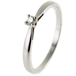 Bague solitaire en or gris, diamant, 4 griffes