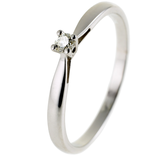 Bague solitaire en or gris, diamant, 4 griffes