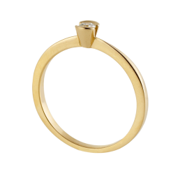 Bague solitaire en or jaune, diamant, serti demi clos