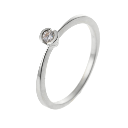 Bague solitaire en or gris, diamant, serti demi clos