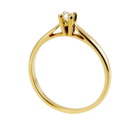 Bague solitaire en or jaune, diamant, 4 griffes