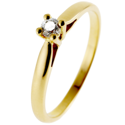 Bague solitaire en or jaune, diamant, 4 griffes