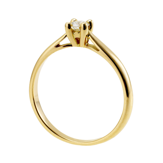 Bague solitaire en or jaune, diamant,4 griffes