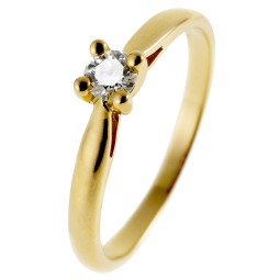 Bague solitaire en or jaune, diamant,4 griffes