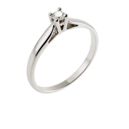 Bague solitaire en or gris, diamant, 4 griffes