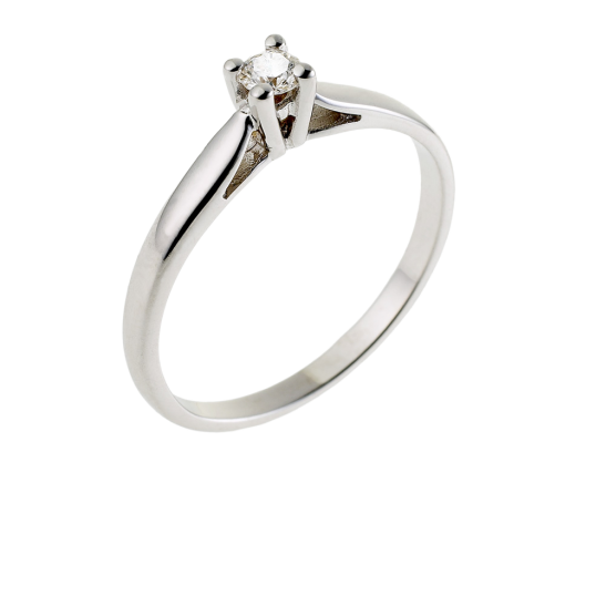 Bague solitaire en or gris, diamant, 4 griffes