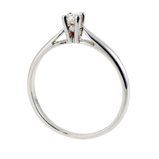 Bague solitaire en or gris, diamant, 4 griffes