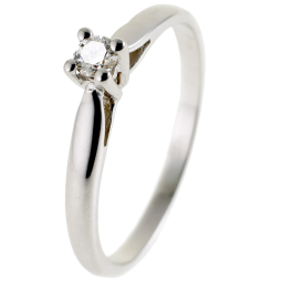 Bague solitaire en or gris, diamant, 4 griffes