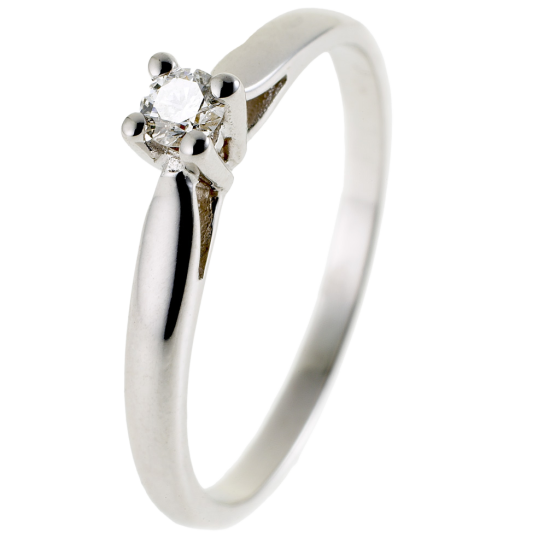 Bague solitaire en or gris, diamant, 4 griffes