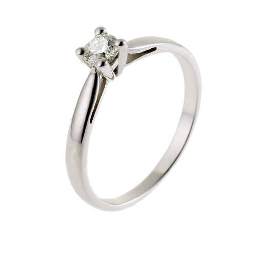 Bague solitaire en or gris, diamant,  4 griffes