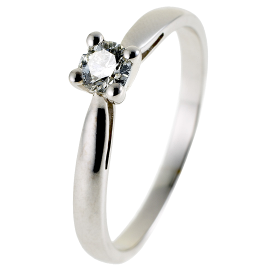 Bague solitaire en or gris, diamant,  4 griffes