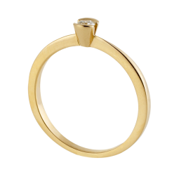 Bague solitaire en or jaune, diamant, serti demi clos