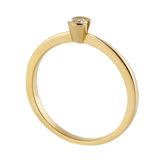 Bague solitaire en or jaune, diamant, serti demi clos