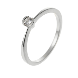 Bague solitaire en or gris, diamant, serti demi clos