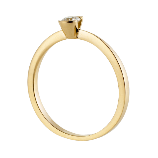 Bague solitaire en or jaune, diamant, serti demi clos