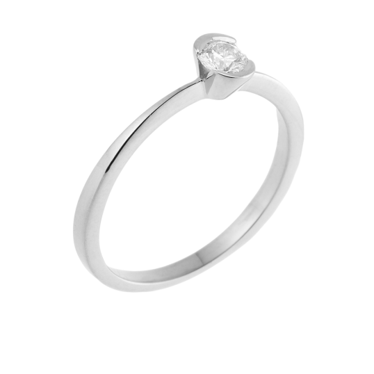 Bague solitaire en or gris, diamant, serti demi clos