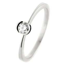 Bague solitaire en or gris, diamant, serti demi clos