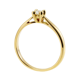Bague solitaire en or jaune, diamant, 4 griffes
