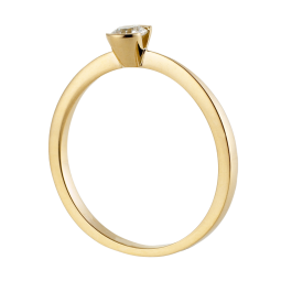 Bague solitaire en or jaune, diamant, serti demi clos