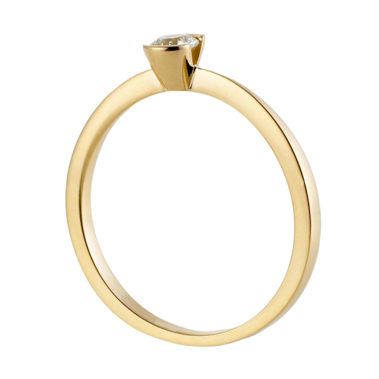 Bague solitaire en or jaune, diamant, serti demi clos Bague solitaire en or jaune, diamant, serti demi clos