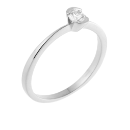 Bague solitaire en or gris, diamant, serti demi clos