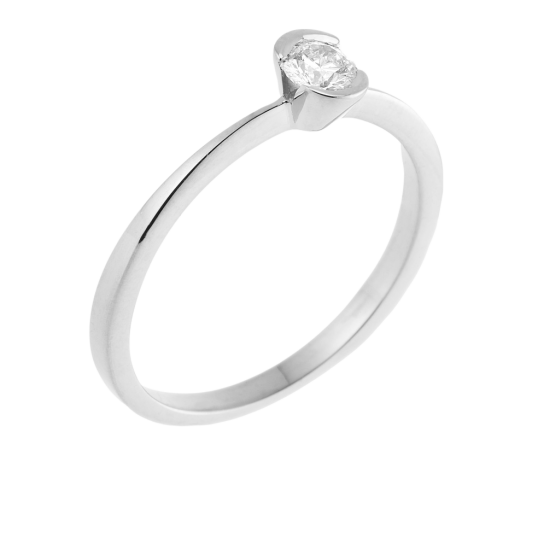 Bague solitaire en or gris, diamant, serti demi clos Bague solitaire en or gris, diamant, serti demi clos