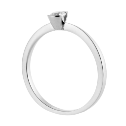 Bague solitaire en or gris, diamant, serti demi clos