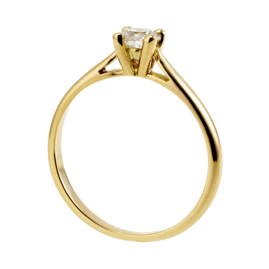 Bague solitaire en or jaune, diamant, 4 griffes Bague solitaire en or jaune, diamant, 4 griffes