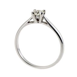 Bague solitaire en or gris, diamant, 4 griffes