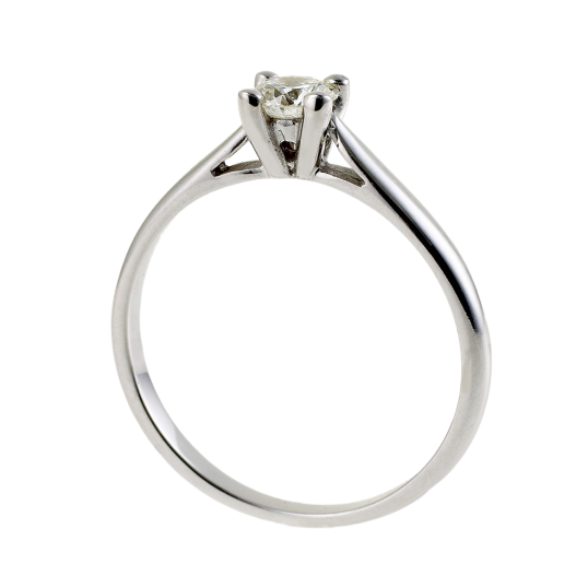 Bague solitaire en or gris, diamant, 4 griffes