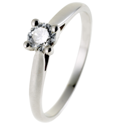Bague solitaire en or gris, diamant, 4 griffes