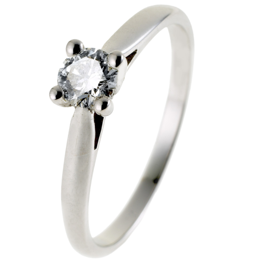 Bague solitaire en or gris, diamant, 4 griffes