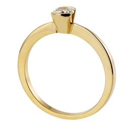 Bague solitaire en or jaune, diamant, serti demi clos